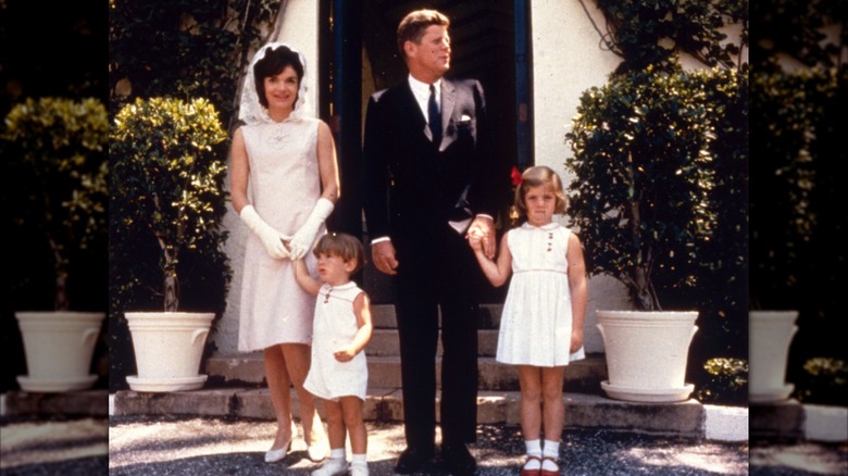 Jackie Kennedy and JFK with their children at Easter mass in Palm Beach, Florida