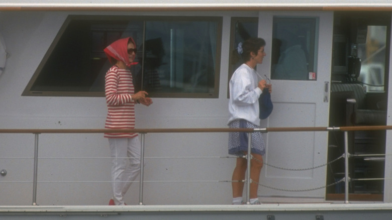 Jackie Kennedy Onassis and Caroline Kennedy on a yacht in Martha's Vineyard
