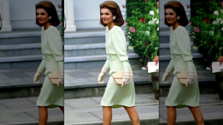 Jackie Kennedy walking at Caroline Kennedy's weding