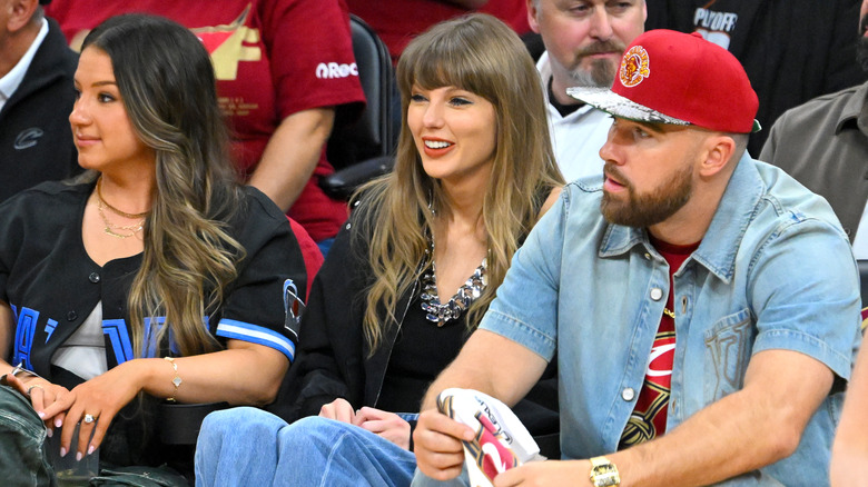 Taylor Swift and Travis Kelce at a game in Cleveland