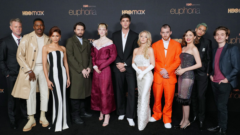 Cast members and the creator of Euphoria on the red carpet.