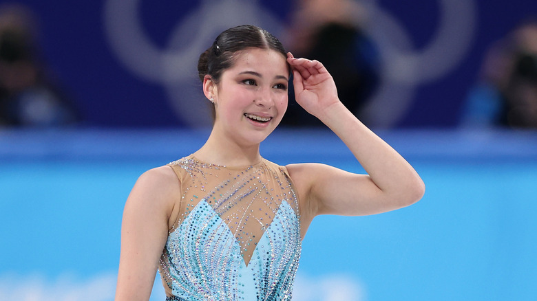 Alysa Liu skating at the 2022 Beijing Olympics.
