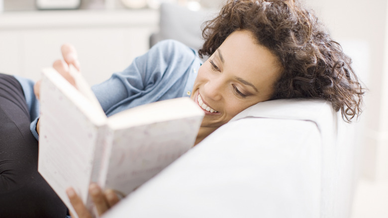 A woman reading a book 