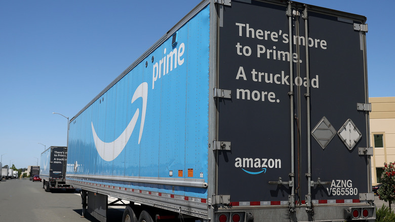 Semi-truck with Amazon Prime on the side