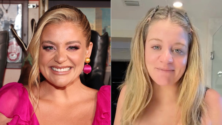 Split image of Lauren Alaina with and without makeup