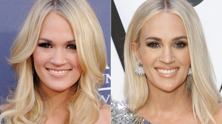 Side-by-side photos of Carrie Underwood