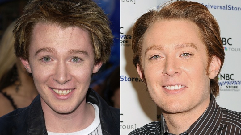 Side-by-side photos of Clay Aiken