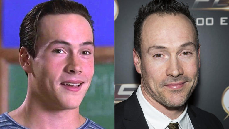 A split image of Chris Klein in American Pie and on a recent red carpet