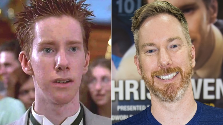 A split image of Chris Owen in American Pie and at a recent event