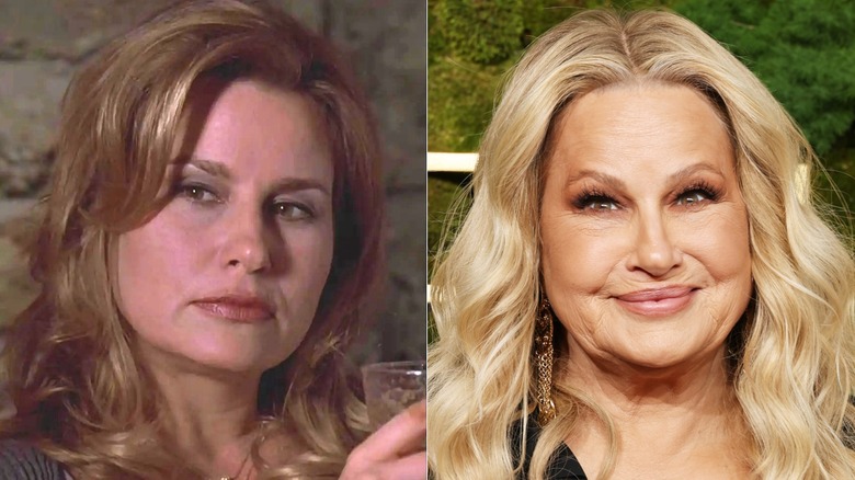 A split image of Jennifer Coolidge in American Pie and on a recent red carpet