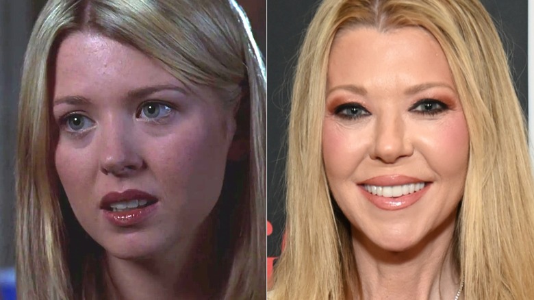 A split image of Tara Reid in American Pie and on a recent red carpet