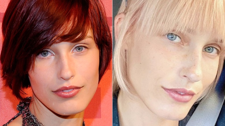 Split photo of McKey Sullivan in 2008 & posing in an Instagram photo in the car