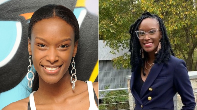 Split photo of Teyona Anderson in 2009 & posing for a professional headshot