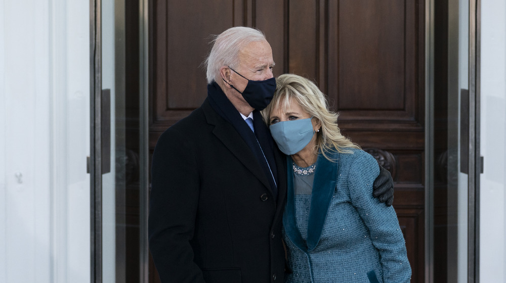 Joe and Jill Biden standing together on Inauguration Day