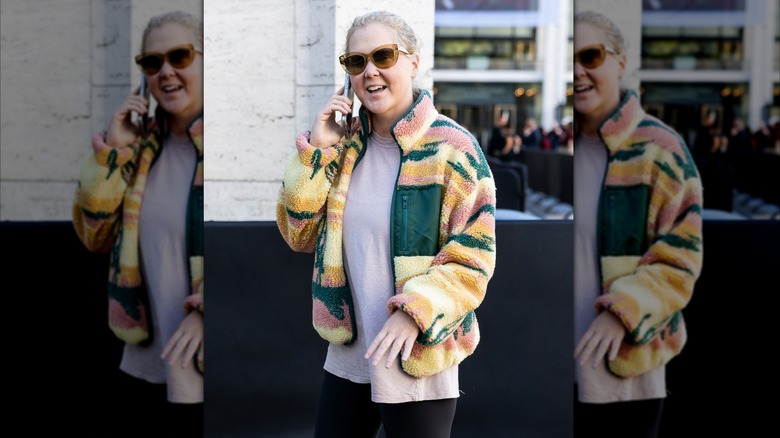 Amy Schumer in a colorful jacket