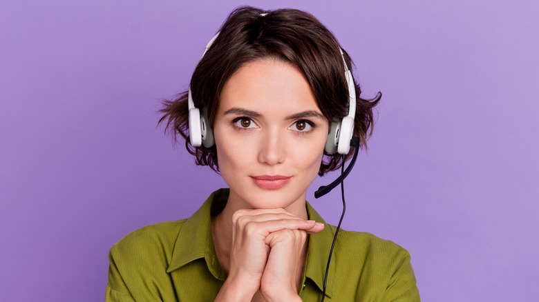 Woman wearing headphones