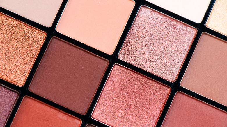 Close up view of an eyeshadow palette