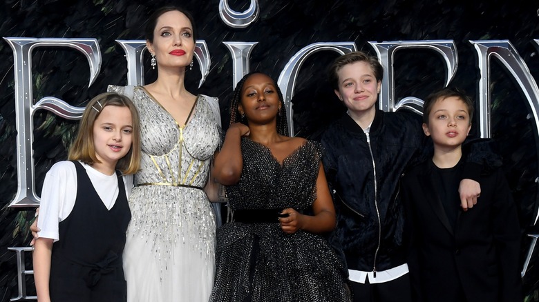 Angelina Jolie with four of her kids