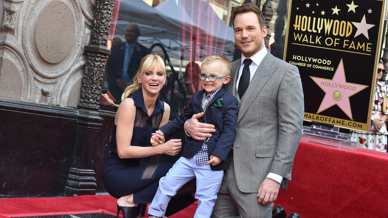 Anna Faris, Jack Pratt, and Chris Pratt at Hollywood Walk of Fame