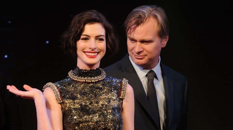Anne Hathaway and Christopher Nolan at a screening of "Interstellar"