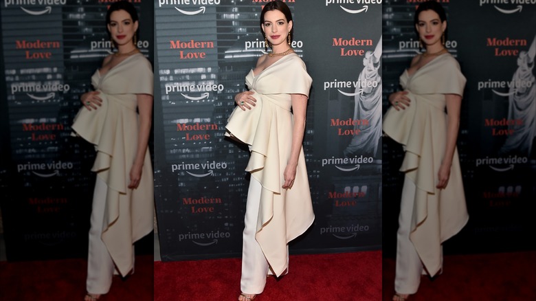 Anne Hathaway walking the red carpet at the Modern Love premiere