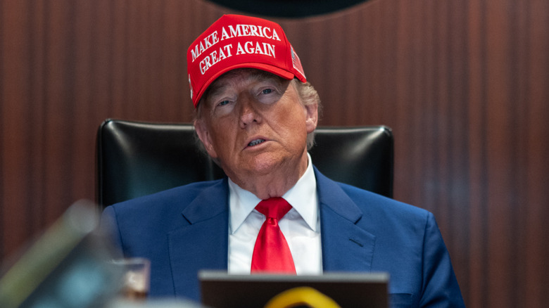 Donald Trump wearing MAGA hat
