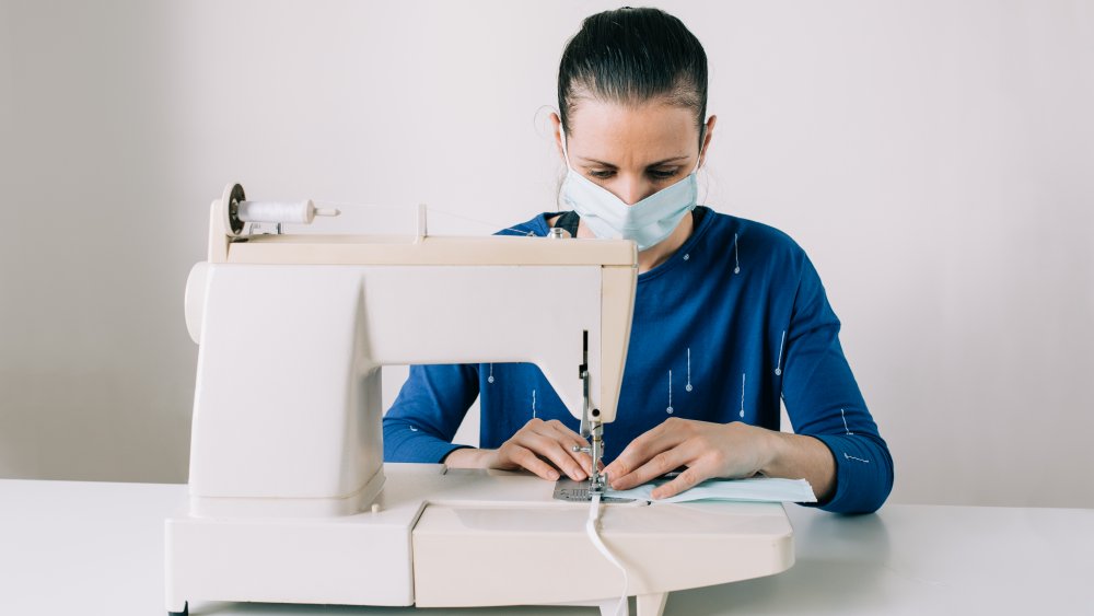 Woman making DIY face mask