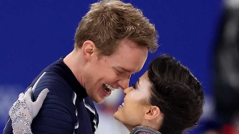 Madison Chock and Evan Bates embracing