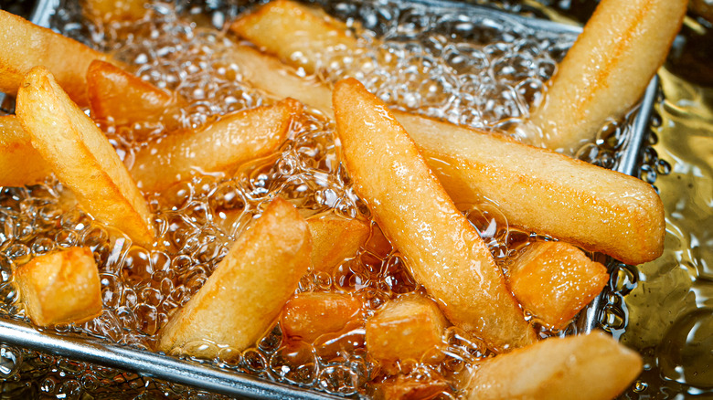 french fries in the deep fryer