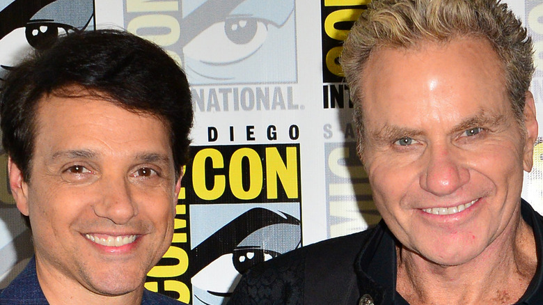 Martin Kove and Ralph Macchio pose together at Comic-Con