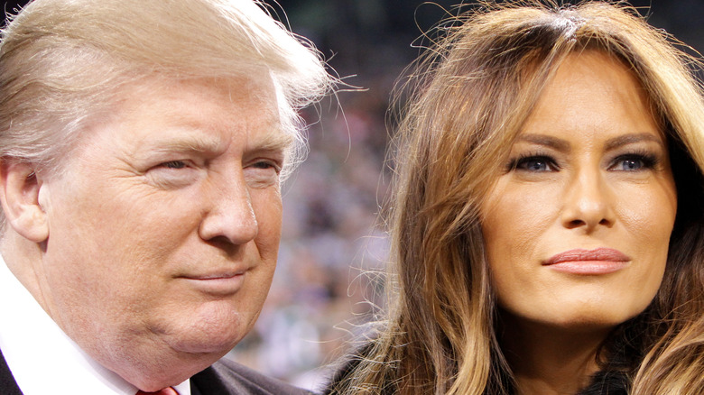 Donald and Melania Trump pose for a photo
