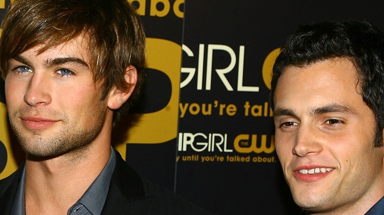 Penn Badgley and Chace Crawford photographed at an event 