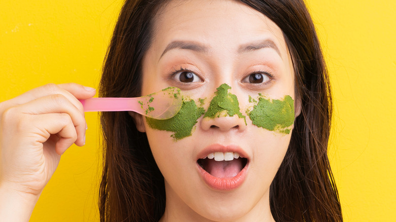 Young girl exfoliating