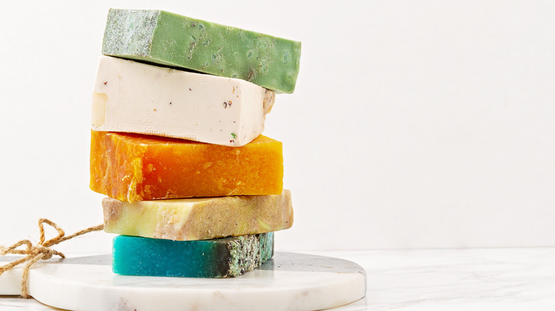 Pile of colorful shampoo bars