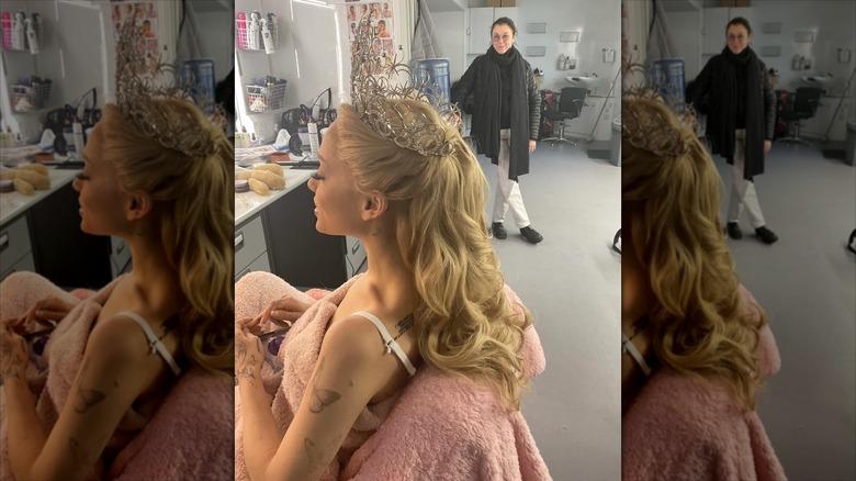 Ariana Grande on the set of "Wicked"