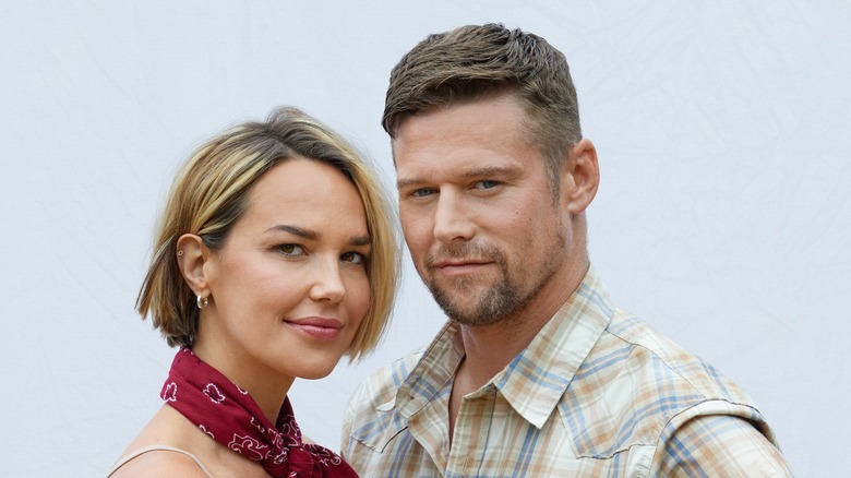 Arielle Kebbel and Zach Roerig posing