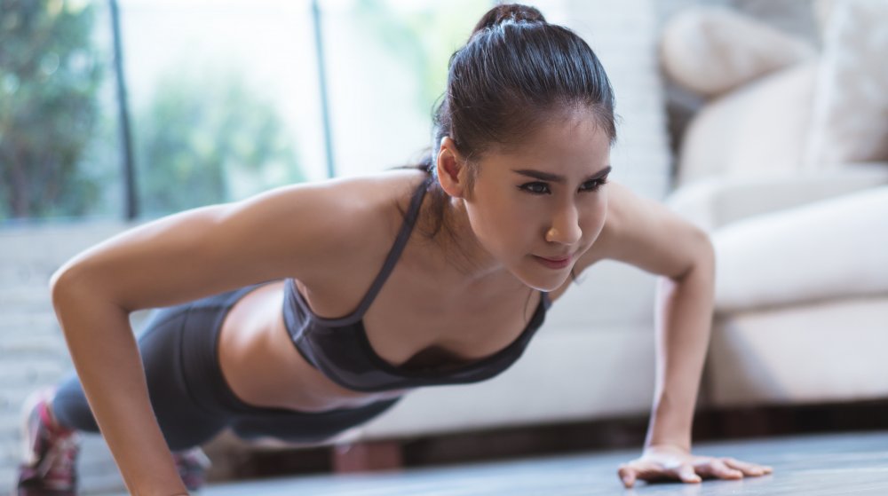 Woman performing push-up