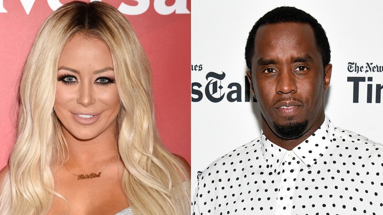 Aubrey O'Day smiling & Sean Combs attending events