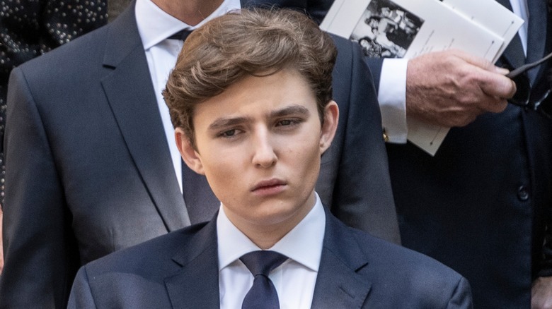 Barron Trump looking serious