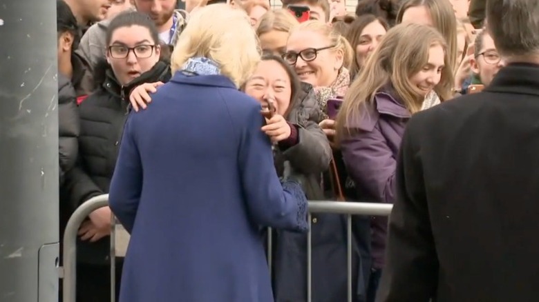 Camilla Parker Bowles receiving hug