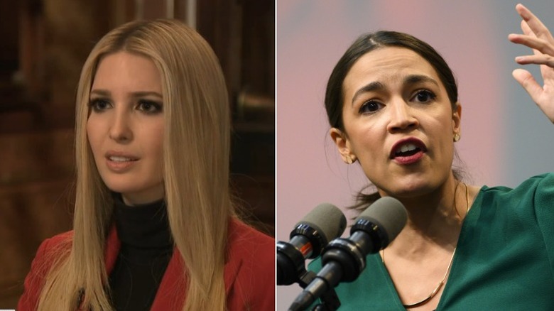 Split image of Ivanka Trump and Alexandria Ocasio-Cortez