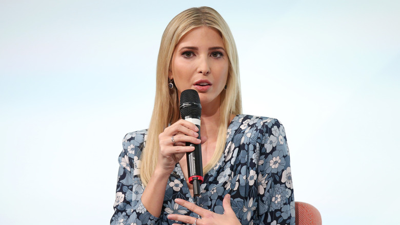 Ivanka Trump speaking into mic