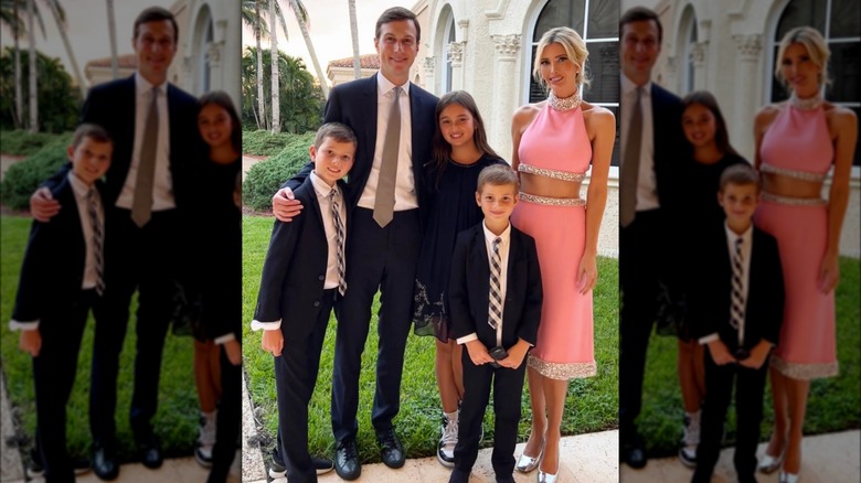 Ivanka Trump and her family posing for a photo at Tiffany Trump's wedding rehearsal dinner