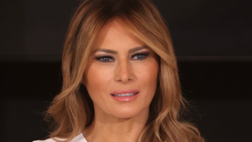 Melania Trump, looking inscrutable