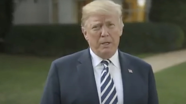 President Trump giving a speech about Hurricane Florence