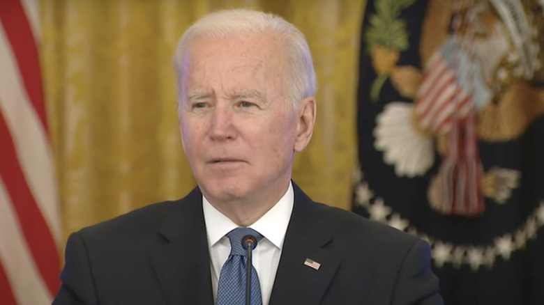 President Joe Biden speaks at a conference