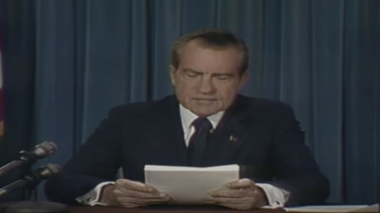 President Richard Nixon gives resignation speech