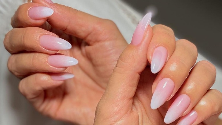 Pink and white "baby boomer" nails