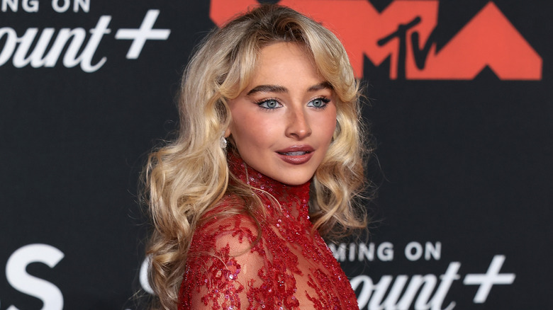 Sabrina Carpenter posing at MTV VMAs event