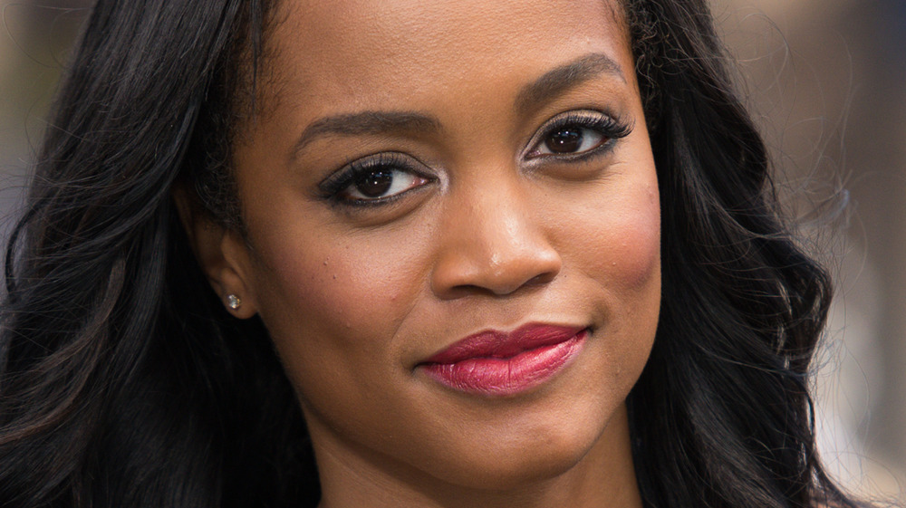 Rachel Lindsay wears red lipstick